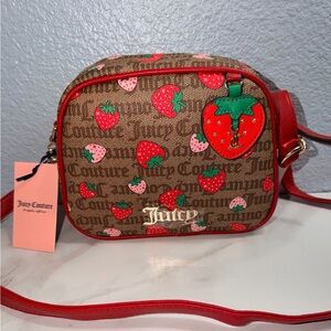 Juicy Couture Strawberry Pattern Crossbody Bag - Red and Brown